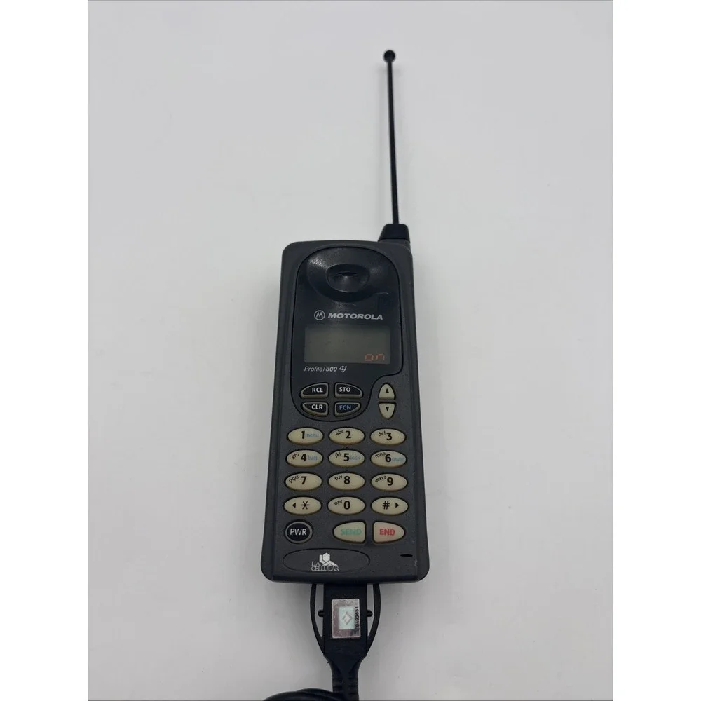 Vintage 90s Motorola Profile 300 Cell Phone Gray Bar Style Battery and Charger